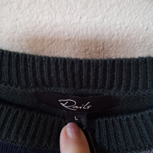 NWT Rails Kent Rugby Mens Crew Neck Wool Blend Striped Sweater Size L - Picture 2 of 8